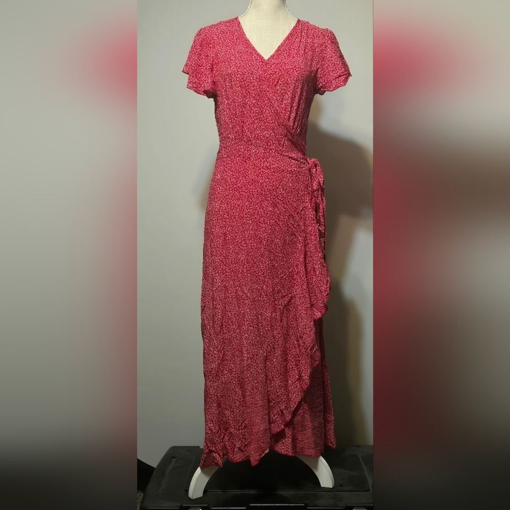 Red Wrap Maxi Dress Size Small Small